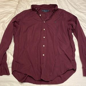Polo Ralph Lauren. X-Large. Maroon. Long sleeve button. 100% cotton